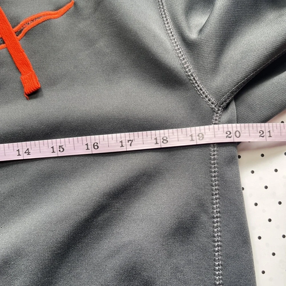Nike Therma Fit Hoodie Gray Orange Big Swoosh Athletic Pullover Mens M